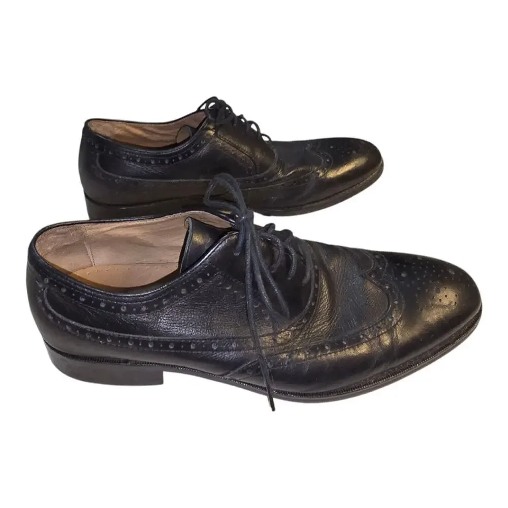 Johnston Murphy Wingtip Oxford Dress Shoes‎ Black Leather Brogue Lace Up 9.5 Men